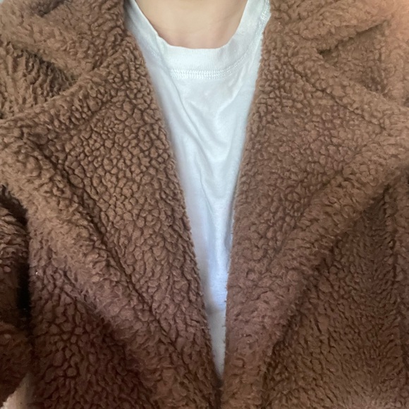 Long Teddy style Coat, Brown - Picture 11 of 12